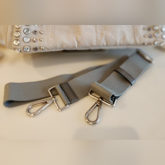 COA! Prada Canapé 2 Way Tote with crossbody strap-Grey with jewels and studs. - Picture 3 of 16